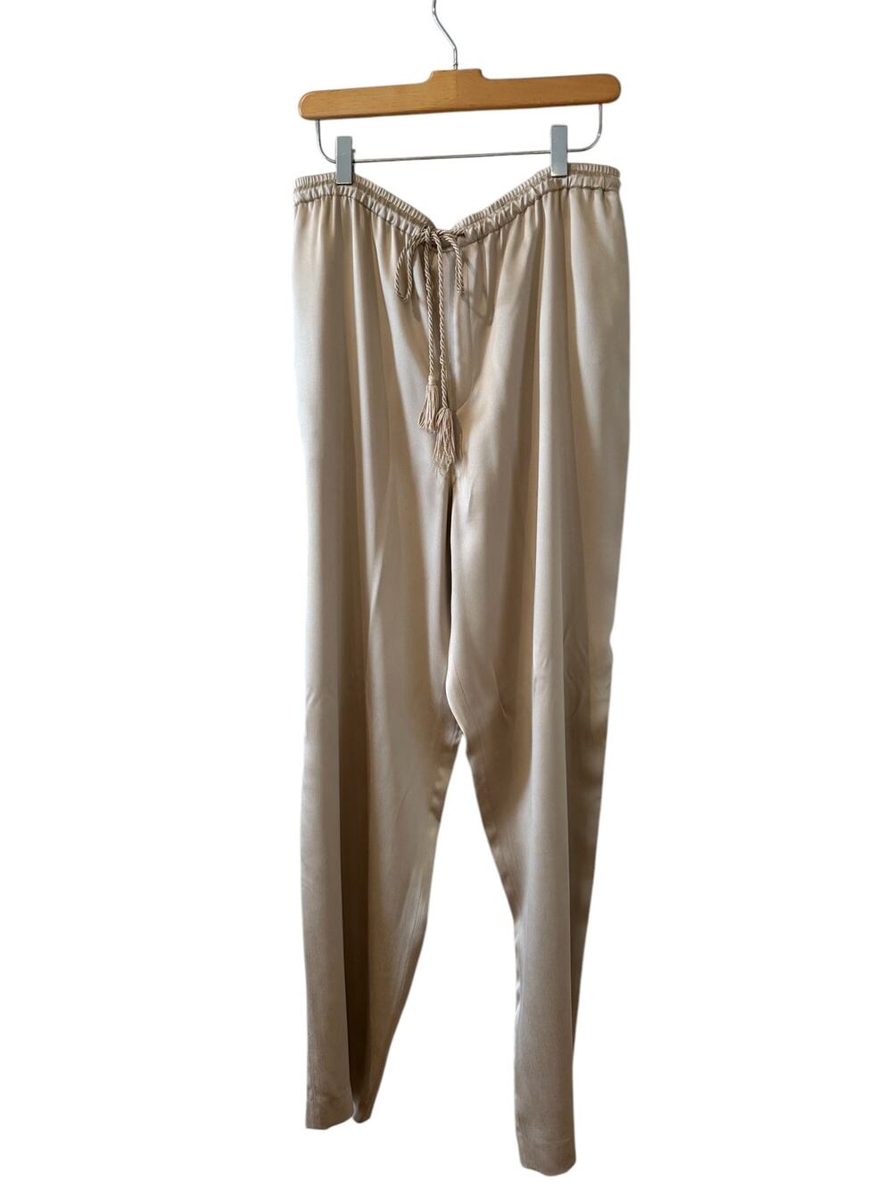 Dana Buchman Pull On Wide Leg Silk Trousers Pants Champagne 10